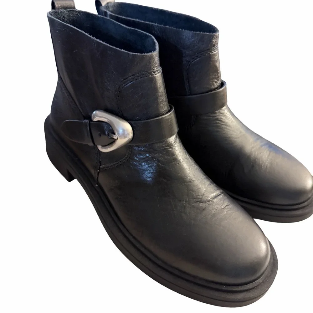 NEW Aerosoles Women's Leather Gill Ankle Boot Black Size 9M